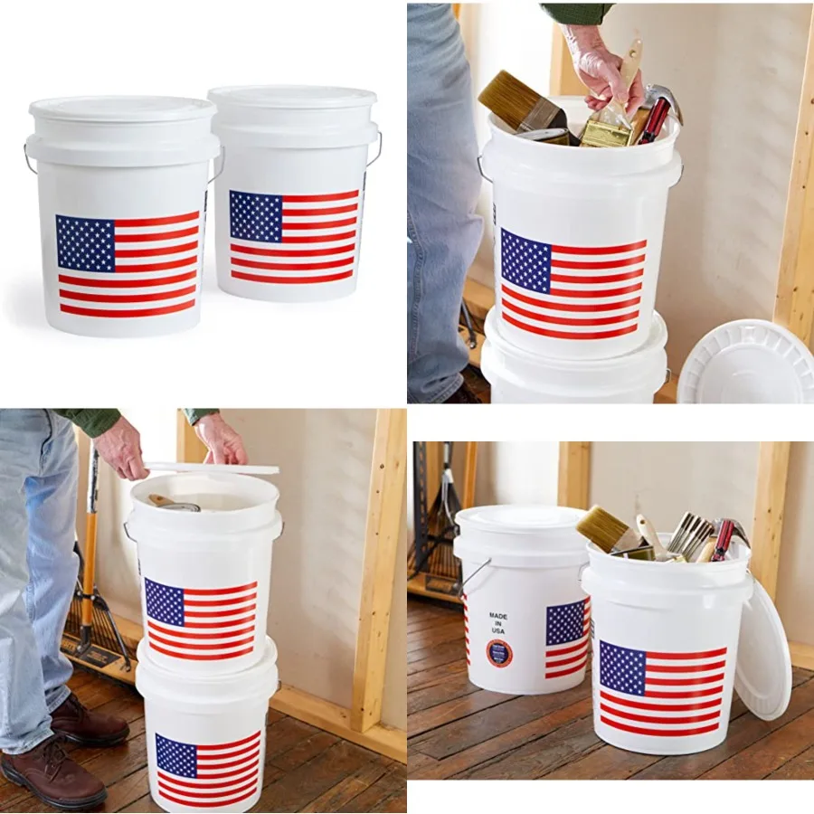 

5 Gallon Bucket, Heavy Duty Plastic Bucket, Comfortable Handle, Perfect for on The Job, Home Improvement, or Household Cleaning