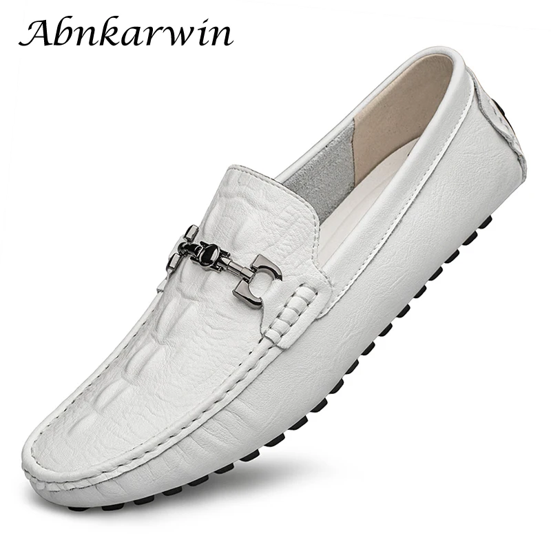 

Italian Brand Luxury Shoes White Loafers Men Leather Casual Shoes Men's Moccasins Mocassin Homme Mocasines Hombre Slip-ons