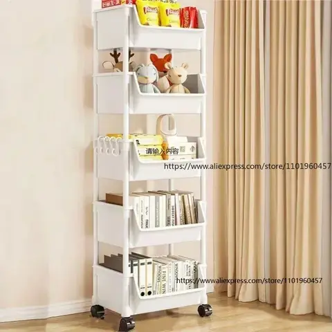 트롤리 책장 바퀴가있는 이동식 휴대용 코너 스토리지 랙 좁은 슬릿 스토리지 캐비닛 다층 주최자 선반