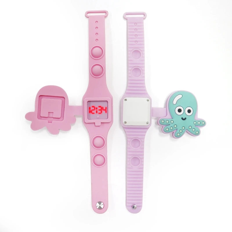 Fashion Waterproof Kids Watch Cute Octopus Shape LED Digital Watches for Boys Girls BPA Free Silicone Band Children Wristwatch