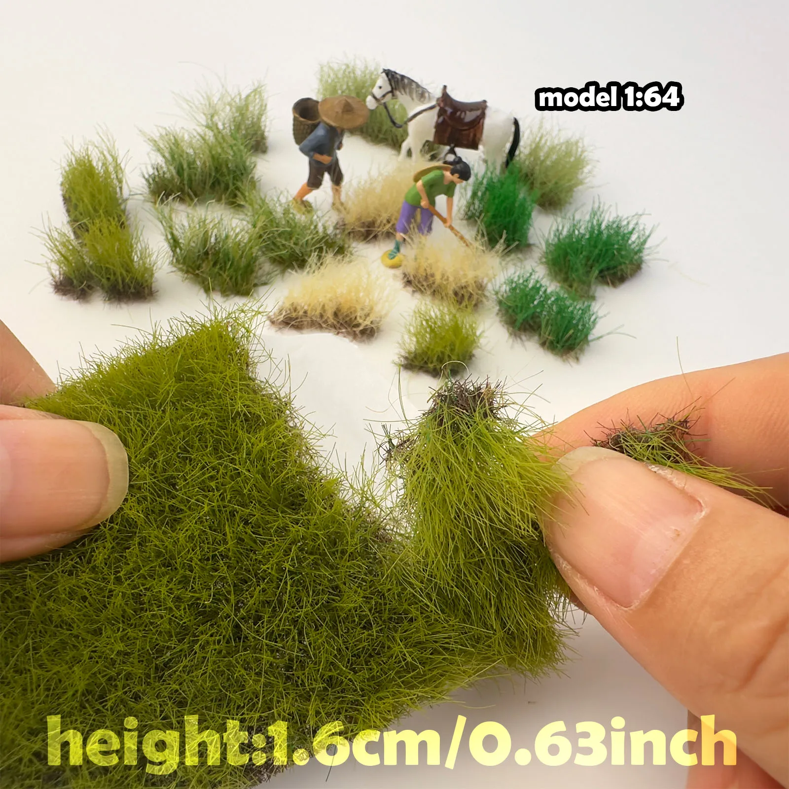 

1.6cm Hand-Tear Faux Moss Grass Clusters for 3D Modeling Realistic Terrain Diorama Train Scenery Kit Irregular