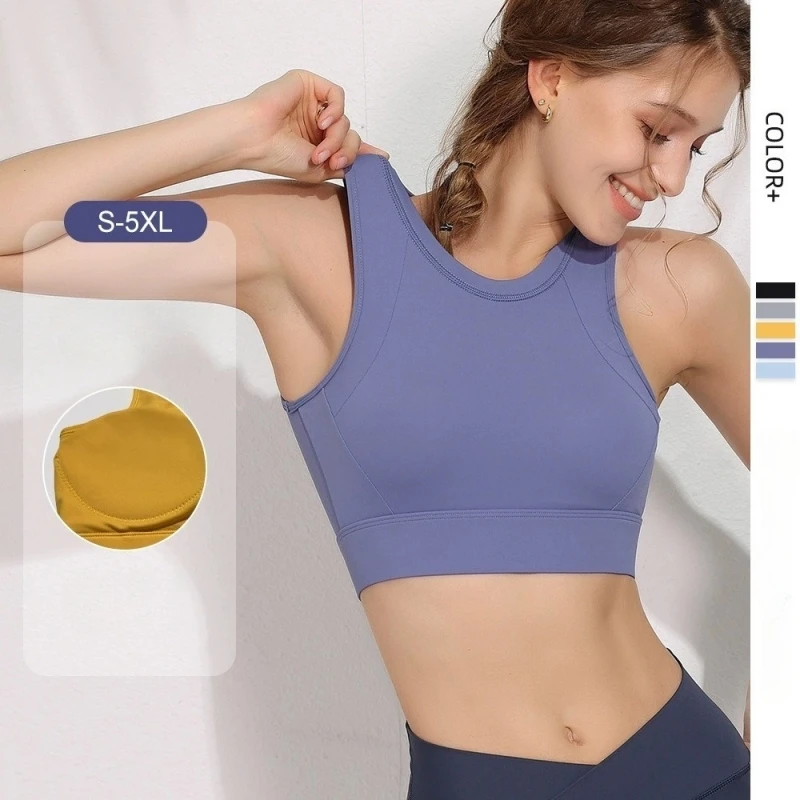 Plus Size Sports Bra for Women High Impact Wireless Full Coverage Yoga Running Gym Workout Bra Padded Support Racerback