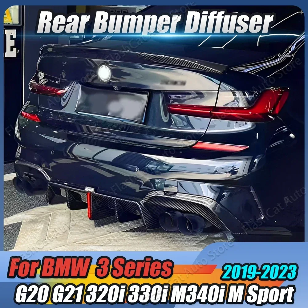 For BMW 320i 325i 330i M340i M Sport 2019-2023 G20 G21 M-Tech With Light Rear Bumper Lip SplittersDMT Style Rear Diffuser Lip