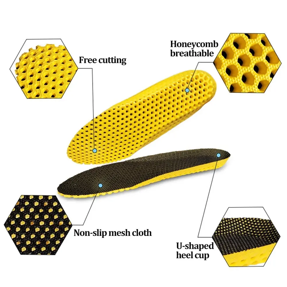 แผ่นรองรองเท้าระงับกลิ่นระบายอากาศได้ดีแผ่นรองในรองเท้าสำหรับวิ่งพื้นในรองเท้าสำหรับผู้หญิงและผู้ชายพื้นในโฟมจำรูป