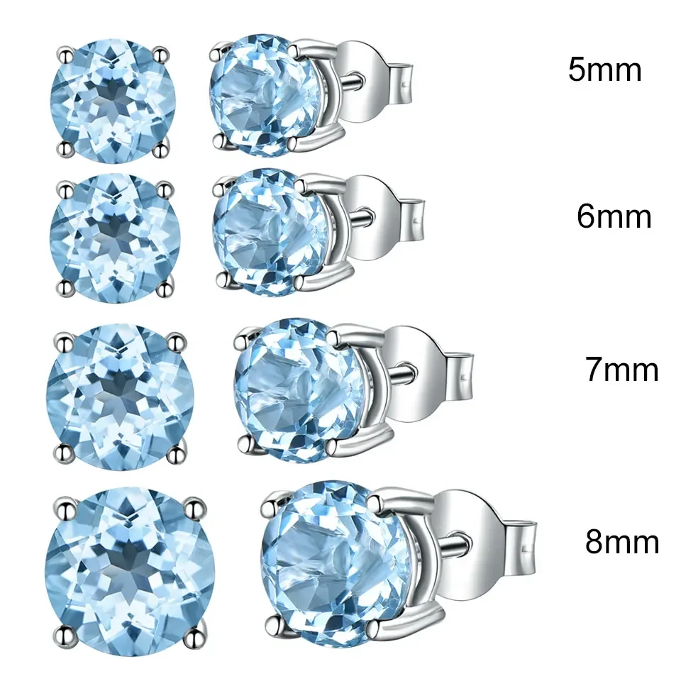 

Nano Sky Blue Emerald Earrings 5mm-8mm Stud Earring Elegant Woman's Earring Engagement Birthday Gift New 2025