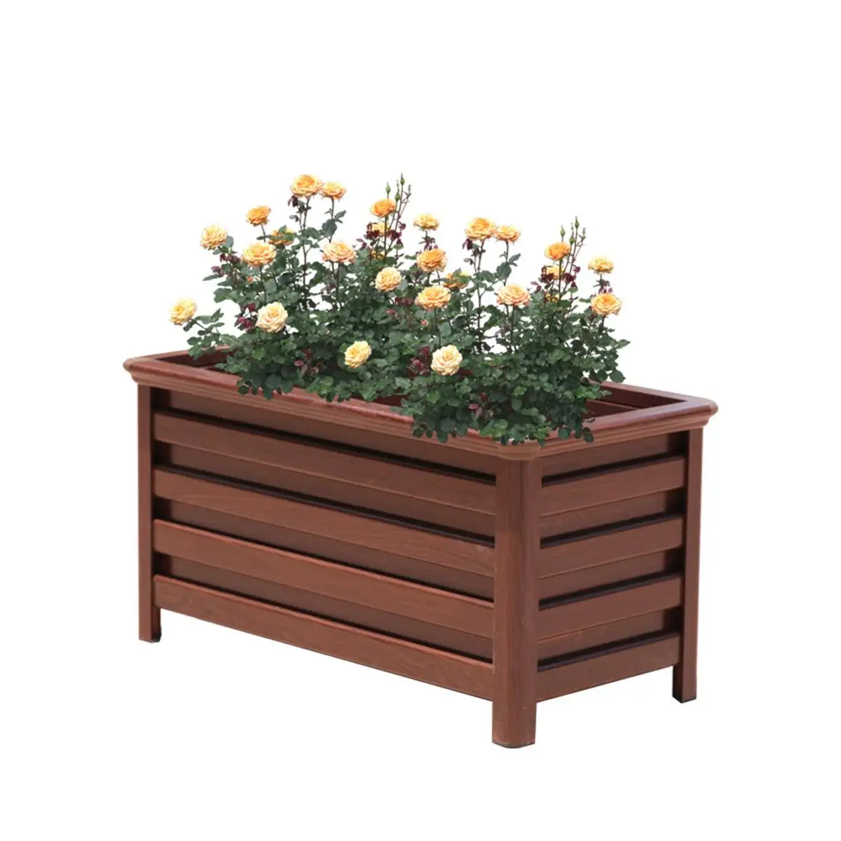 صندوق زهور من سبائك الألومنيوم مزيج خارجي مضاد للتآكل من الفولاذ المقاوم للصدأ وعاء زهور مستطيل من الحديد المطاوع في الهواء الطلق