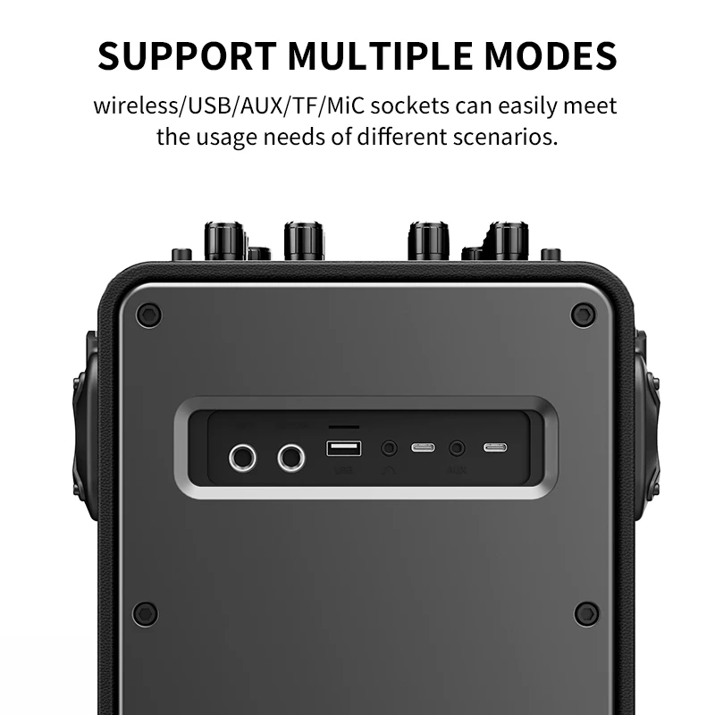 Melhor som portátil bt karaokê alto-falante baixo pesado microfone sem fio guitarra entrada microfone eco player home theater dc