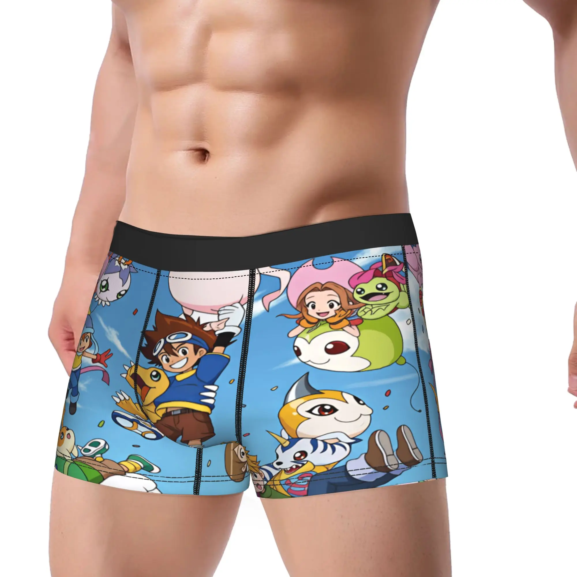 Digimon Adventure 01 All Chosen Children Flying Shorts Briefs  Underwear Quality Men's Sexy Soft Boxer Shorts Large Size Panties