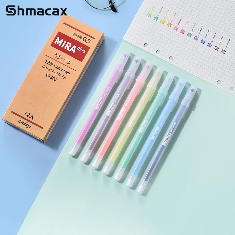 2/12Pcs Simple Frosting Gel Pens Transparent Ballpoint Pen Quick Drying Smooth Writing Neutral Pens School Supplies Gifts