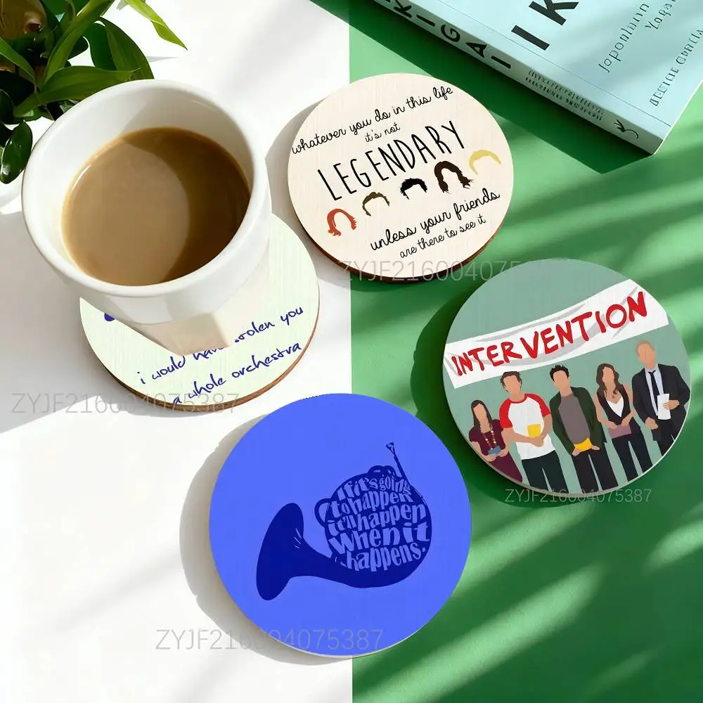 

H-How I Met Your Mother HIMYM Round Wooden Coasters For Design Suitable for Drinks Tea,Coffee Home Perfect Gift Holidays