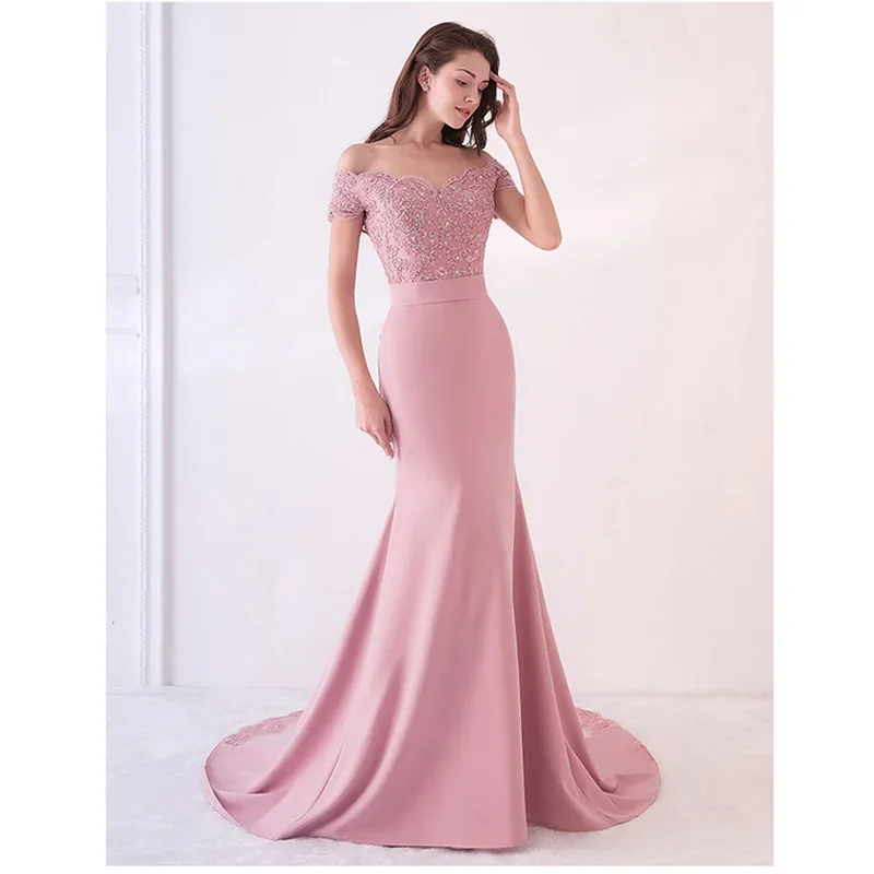 Es ist Yiiya Maßgeschneidertes Abendkleid, rosa Applikationen aus der Schulter, Meerjungfrau, nachgestelltes Damen-Partykleid in Übergröße, Robe De Soiree