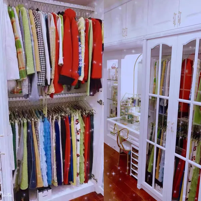 2 قطعة حزمة الجملة سيدة الملابس الشماعات متجر معدني Chothing عرض شماعات الذهبي هوك خزانة تخزين حامل شعار مخصص