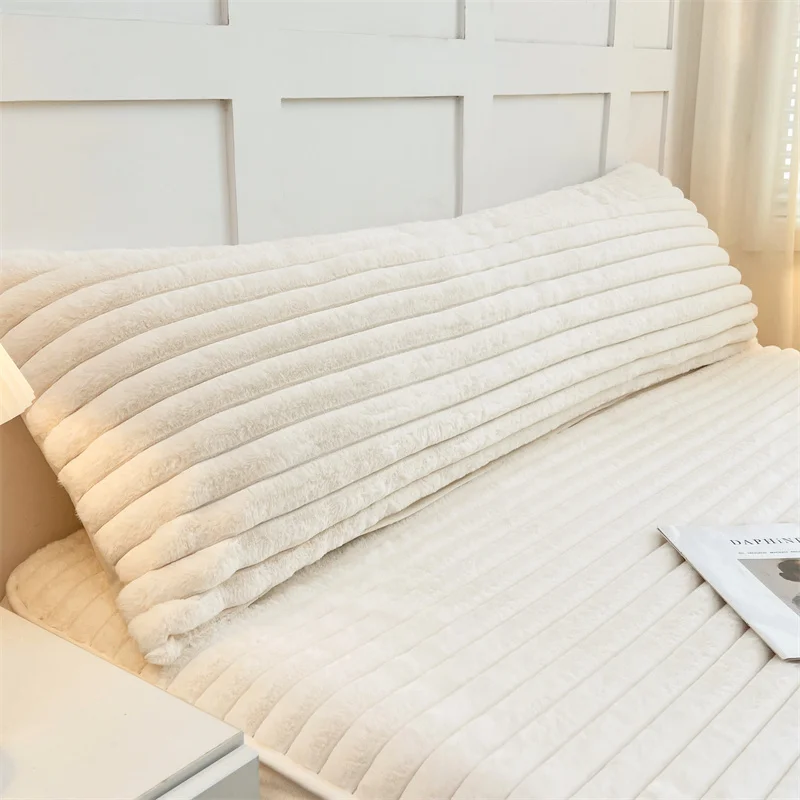 1pc Plush Double Pillowcase Milk Fleece Long Flannel Pillow Cover Soft Cozy Fleece Pillow Protector for Bedroom & Dorm