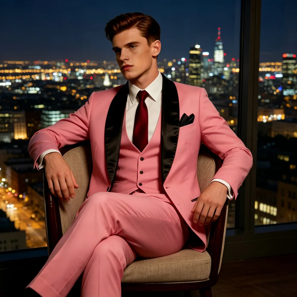 

plus Size Men's Elegant Unique Single Breasted Business Suit Set with Trousers for Host Groom Best Man Grey Black Navy