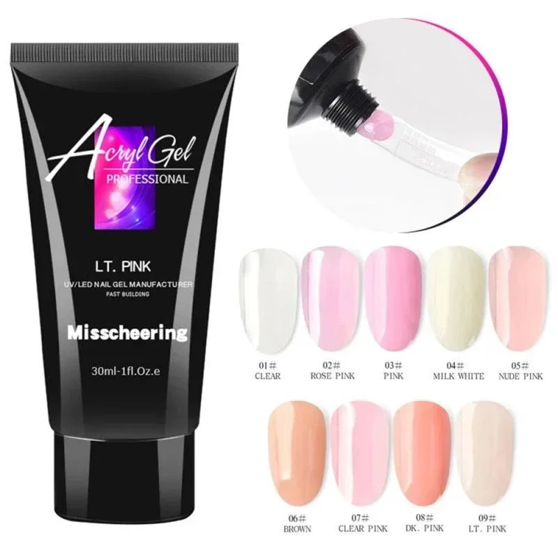 30ML Poly Nagel Gel Bunte Nagel Builder Kristall Polnischen Schnelle Nagel Verlängerung Gel Für Acryl Gel LED Harte Builder nägel Kunst Gel