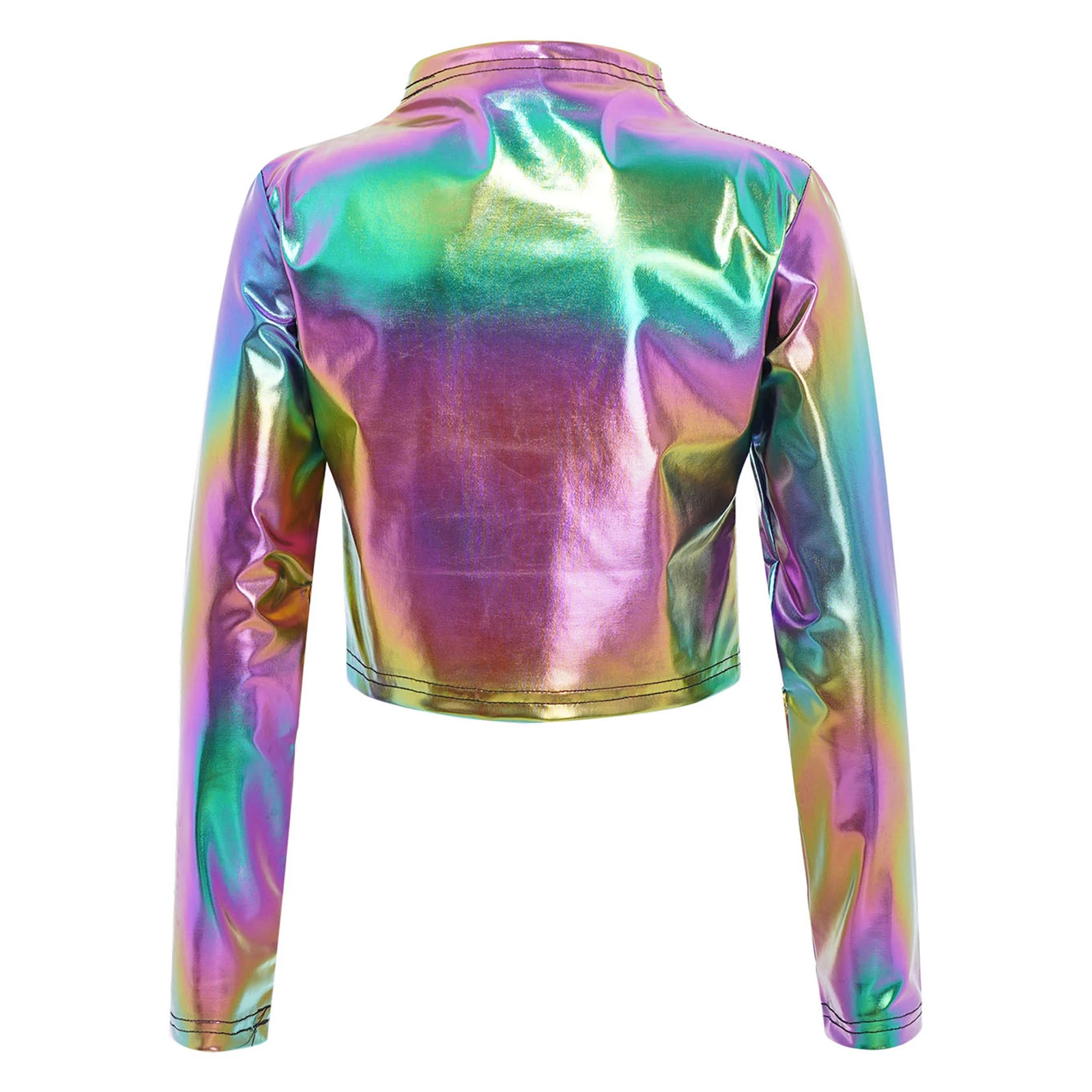 เสื้อครอปแขนยาวพิมพ์ลายตัวอักษรสำหรับเด็กผู้หญิง แนวฮิปฮอป แจ๊สแดนซ์ คอทรงกลม แต่งกลิตเตอร์ สำหรับการแสดง