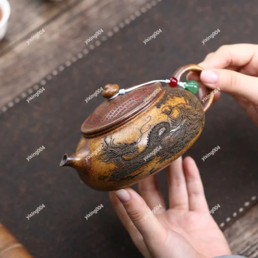 Handmade Ceramic Teapot, Clay Material Pot for Home Gongfu Tea Brewing Household Teaware 4