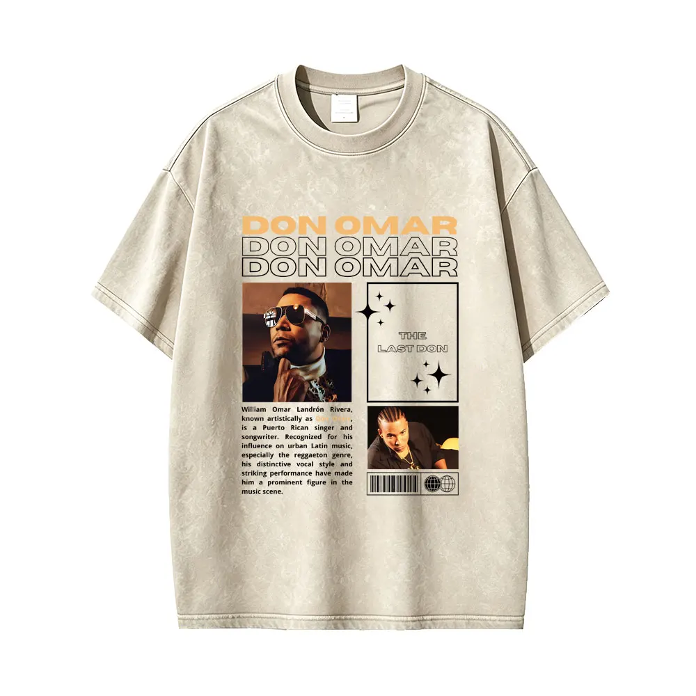 

Washed Vintage Reggaeton Legend Don Omar The Last Don Graphic T-shirt Men Hip Hop Oversized T-shirts Male Fashion Casual T Shirt