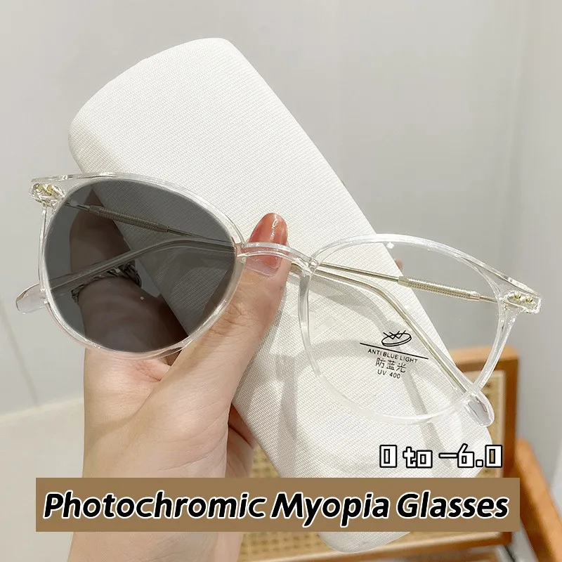 

Intelligent Women's Photochromic Myopia Glasses Women's Luxury Short Sighted Eyewear Color Changing UV Protection Sunglasses