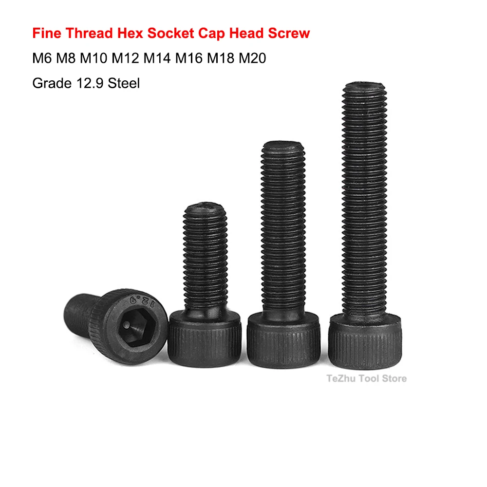Grade 12.9 Steel Fine Thread Hexgonal Hex Socket Round Cap Head Screw Allen Bolt M6 M8 M10 M12 M14 M16 M18 M20