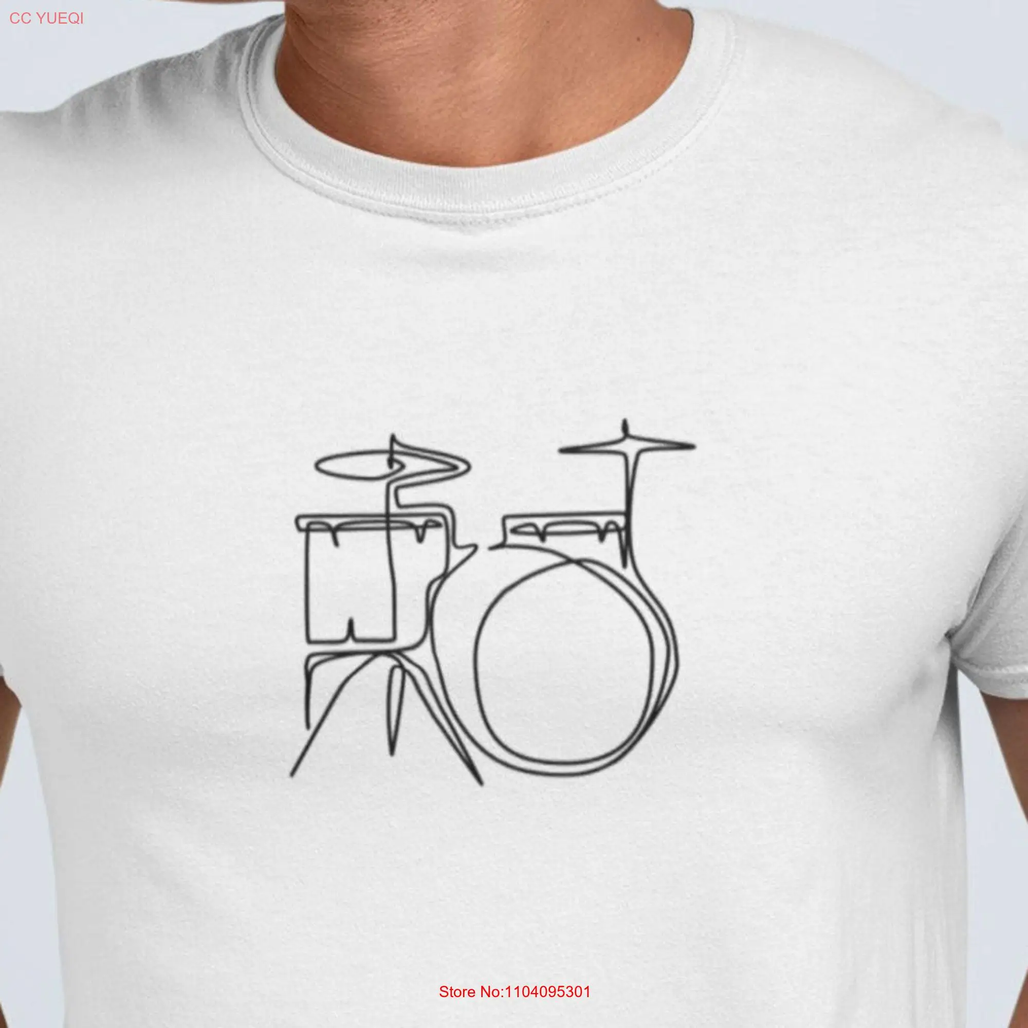 Minimalist Drum Set T shirt Line Art Musician for Drummer Major s long or short sleeves