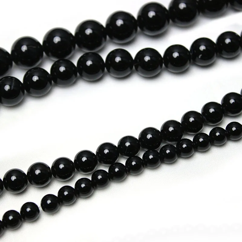 AAA+New Black Onyx Agat  DIY Handmade Natural Stone  Beads For Jewelry Making Round Shape 4 /6/8/10/12/14mm Strand 15\'\'