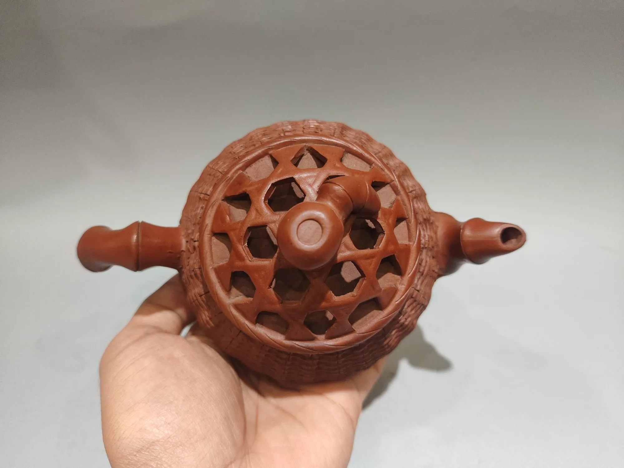 Yixing Teapot Purple Clay Pot Red clay Bamboo shaped hollow lid pot Bamboo woven teapot Teapot Kettle