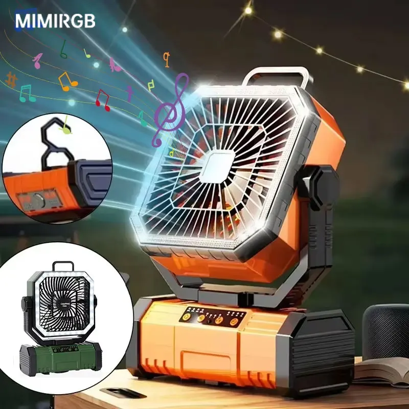 

10000mAh Battery Powered Fan Camping Fan with 360° Rotation Hanging Hook for Fishing Tents Desk Rechargeable Camping Ceiling Fan