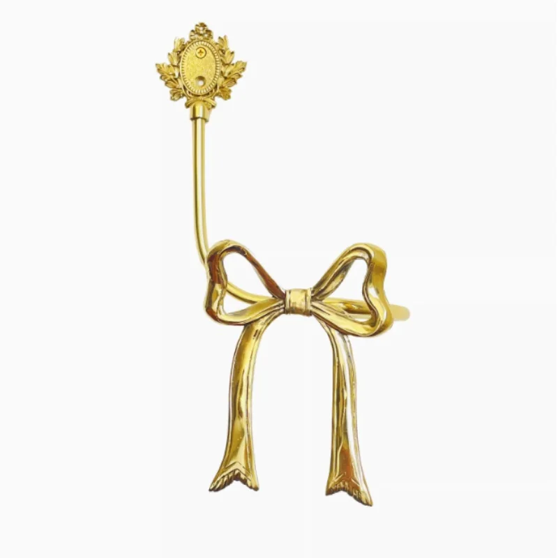 French Bow Shape Curtain Hooks Full Copper Wall Mounted Curtain Buckles Holdbacks Golden Curtain Hangers For Window Dressing Diy