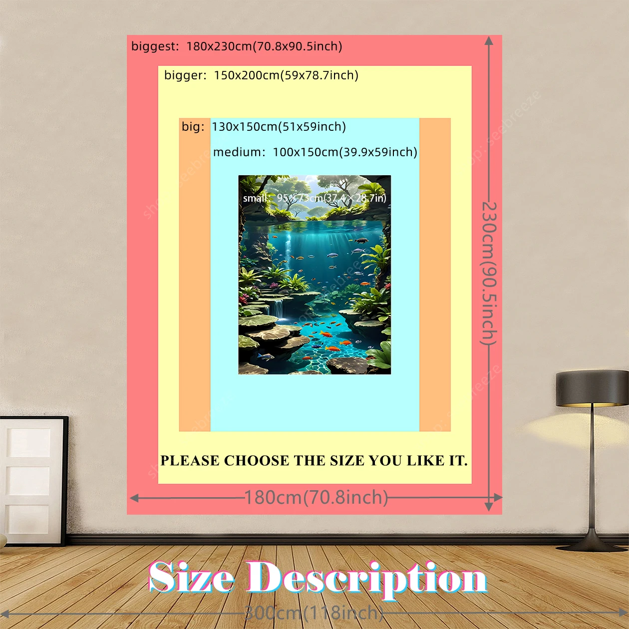 مسحور تحت الماء نسيج قوس قزح الأسماك الاستوائية الكريستال المياه النباتات المائية محكم جدار الفن الطبيعة الهادئة ديكور المنزل