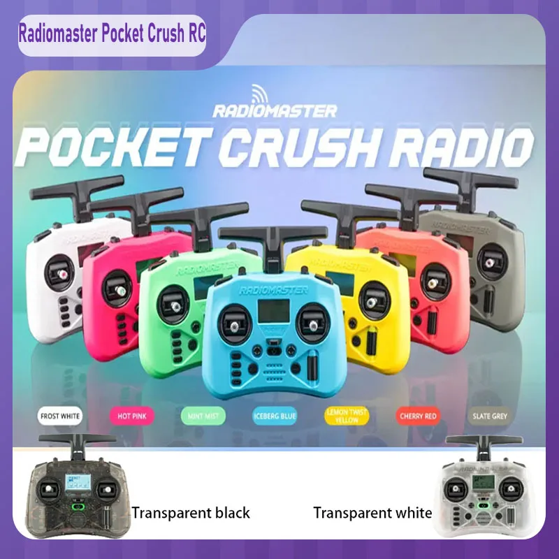 

Radiomaster Pocket Crush Remote Control 16 Channel 2.4GHz Lightweight Remote Control ELRS Protocol Hall Joystick for RC Toys
