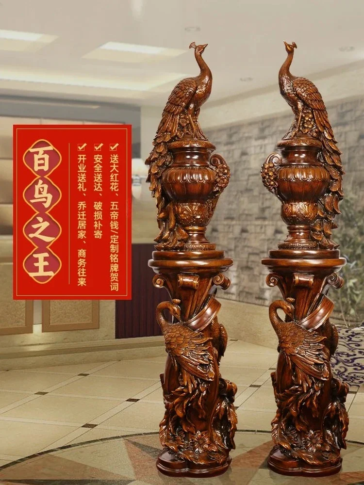 Ornamento di pavone dal pavimento al soffitto, un paio di inaugurazione della casa, decorazione dell'ingresso del soggiorno, decorazione del vaso della sala