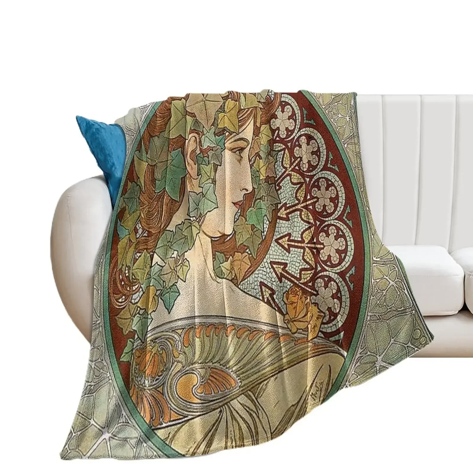 

Laurel - Alphonse Mucha- 1901 Throw Blanket Tourist Nap Fashion Sofas Warm Blankets