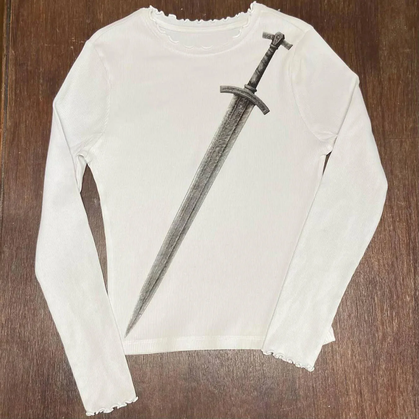 New Autumn and Winter Personalized Sword Print Round Neck Hoodie Street Trend Retro Long Sleeved Jacket