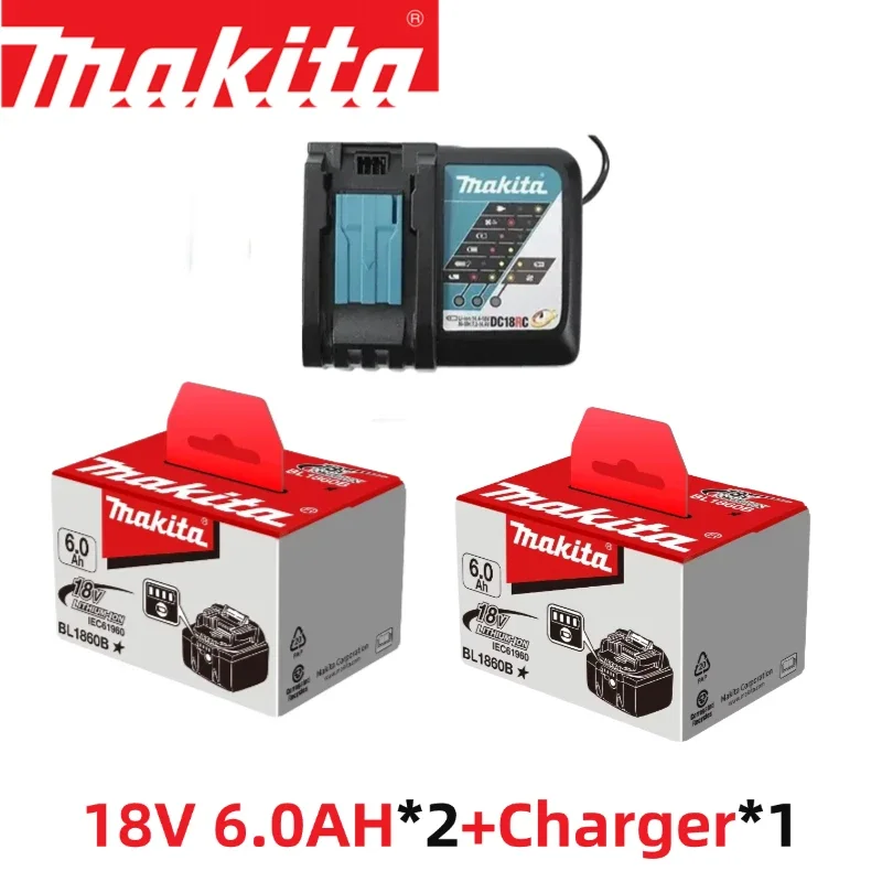 

original Makita 18V 6Ah Battery for Battery BL1860 BL1850B BL1850 BL1840 BL1830B Makita Replacement Lithium Battery，charger