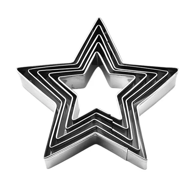 Small Star Cookie Cutter Stainless Steel Pastry Molds 5 pcs Star Shaped Biscuits Cutter Set Stainless Steel Cookie Cutters Set