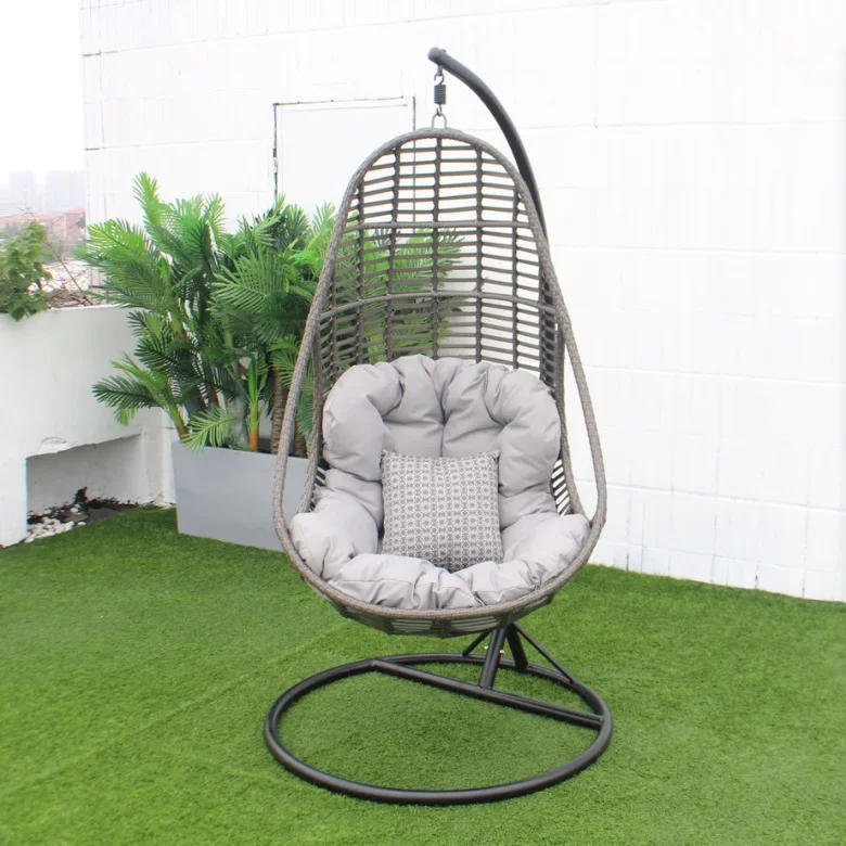 High quality outdoor and indoor patio flat rattan garden swing hanging egg chair