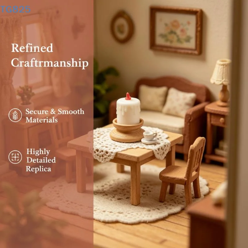 【AN】2Pcs/set 1:12 Scale Miniature White Candles With Tray Dollhouse Ornaments Home Decor Christmas Scene Decoration