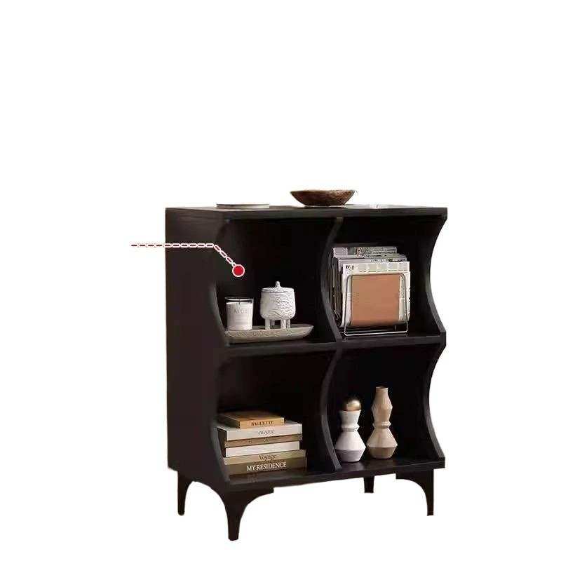 

Simple and modern black lattice cabinet, high-value storage, dining side bookcase floor