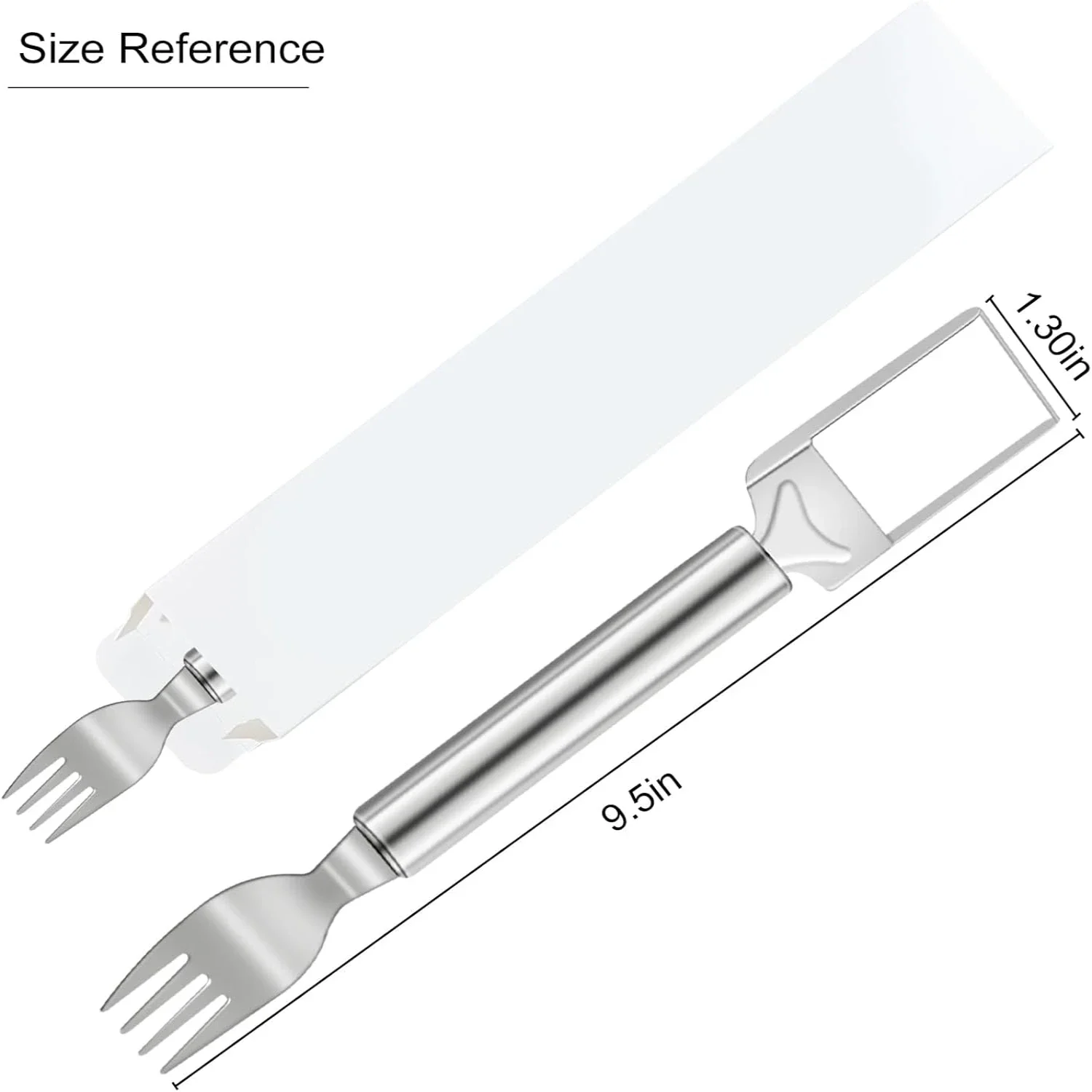 4 عبوات من البطيخ والشوكة 2 في 1، أداة تقطيع فواكه من الفولاذ المقاوم للصدأ مقاس 9.5 بوصة