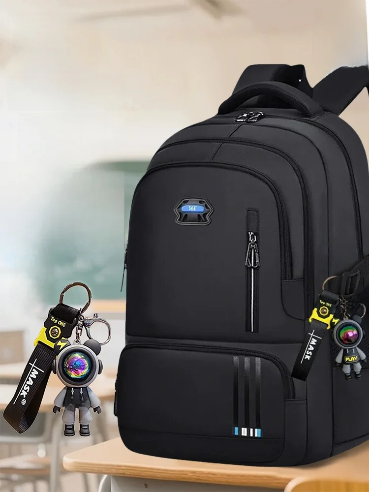 

Легкий вместительный рюкзак для мальчиков, учащихся начальной и средней школы, повседневный школьный рюкзак в простом стиле с защитой от воды.