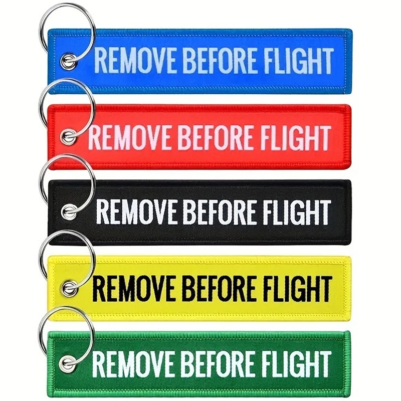 5Pcs Remove Before Flight Keyring Embroidery Multicolor Keychain For Airline Crew