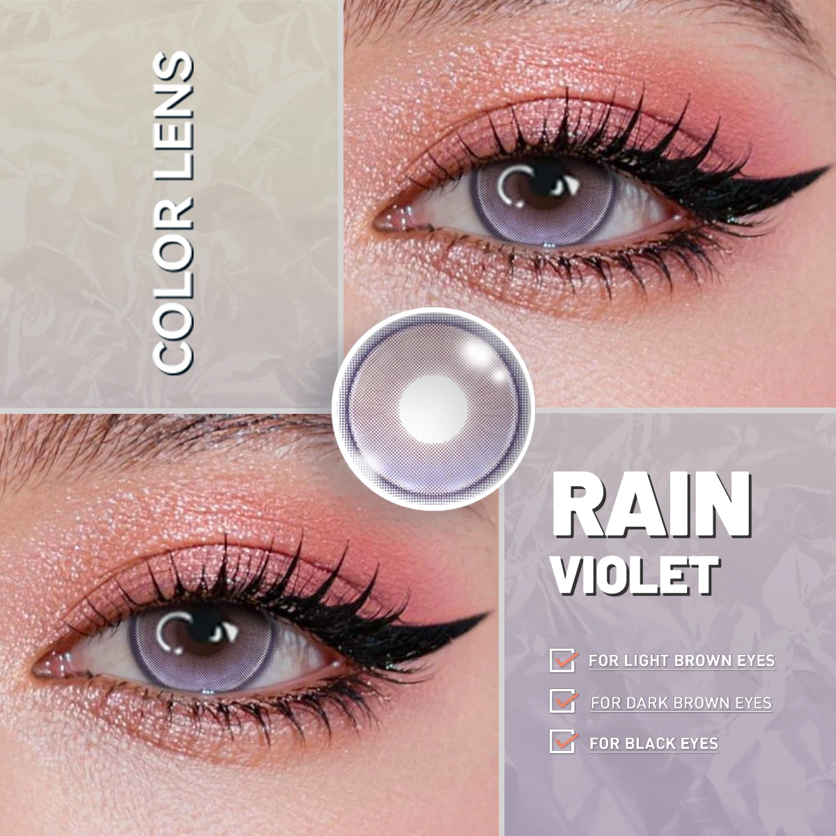 Visuashow Violette Kontaktlinsen für 6 Monate, 2 Stück, kleine Pupillen, farbige Kontaktlinsen, 14,2 mm, Augenvergrößernd, für Anime-Cosplay. – Detail 2