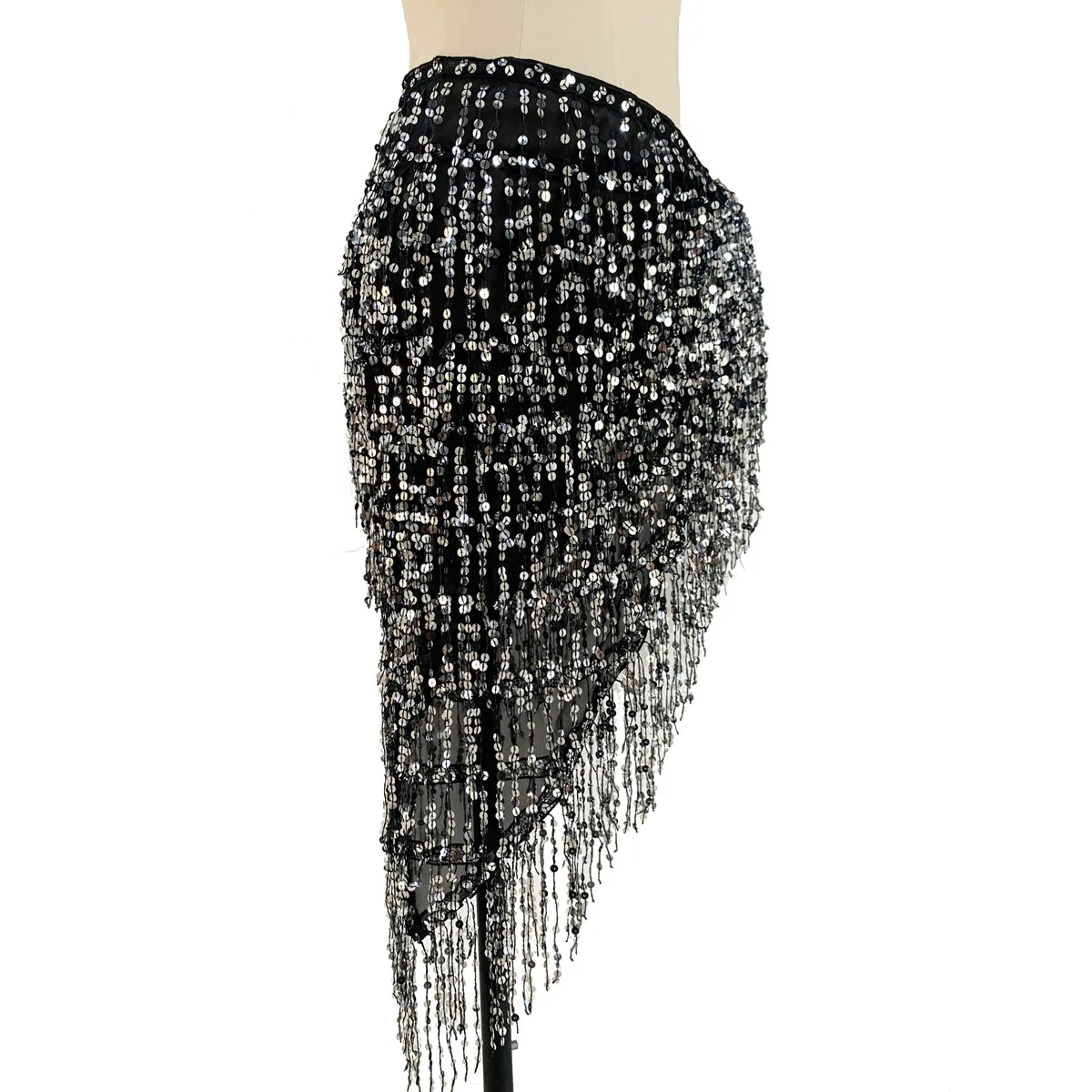 New 2023 Belly Dance Hip Scarf Belt Sequin Tassel Fringe Wrap Triangle Skirt Halloween Oriental Dance Clothes Accessories Hot