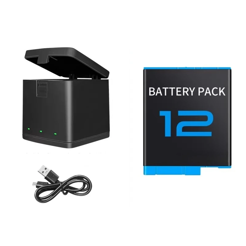 For gopro12 battery charger storage three-charge charger fully decoded without pop-up window