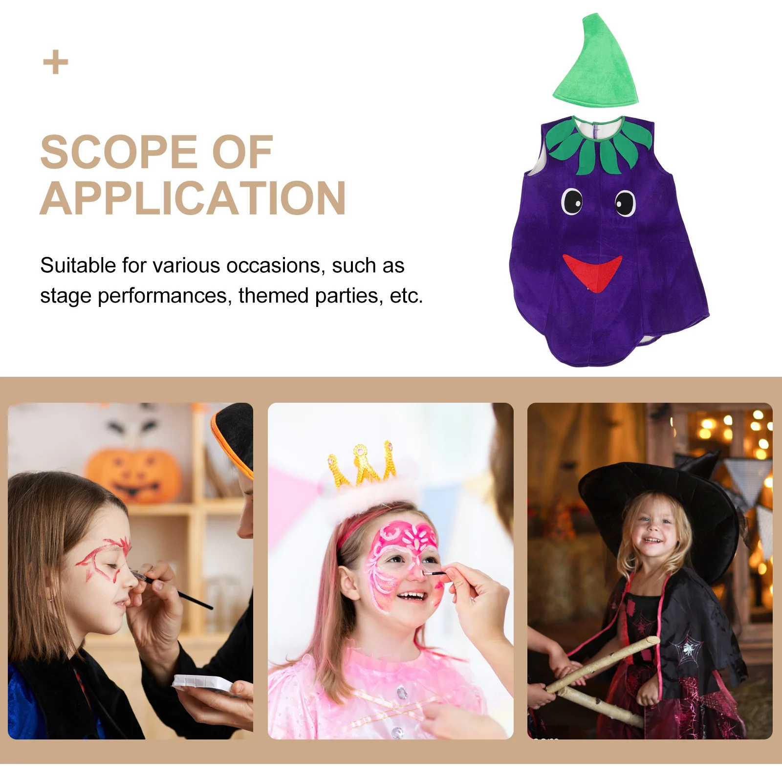 Costume de Cosplay aubergine pour enfants, 1 ensemble, déguisement de légumes une pièce pour Halloween, spectacle sur scène pour la journée des enfants