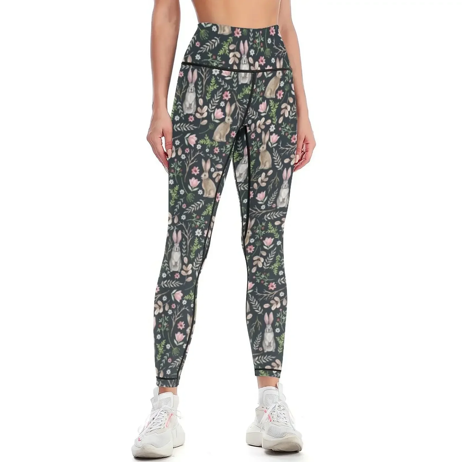 

Cute rabbits (dark blue) Leggings sportswear gym sport pants Women's gym legging pants raises butt Womens Leggings