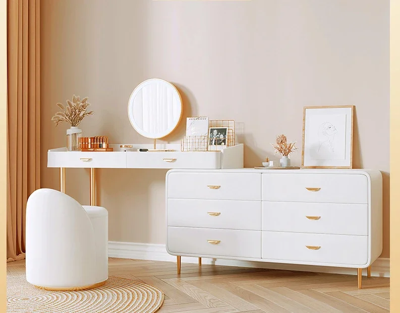 t celebrity cream wind rock slab dresser bedside bucket cabinet integrated telescopic corner light luxury ins makeup tables