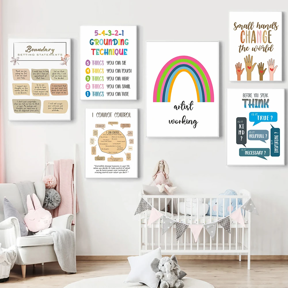 Kids Classroom Wall Decor Equality Therapy Print Inspirational Inclusion Change the World Diversity Advisory Quotes Art Print