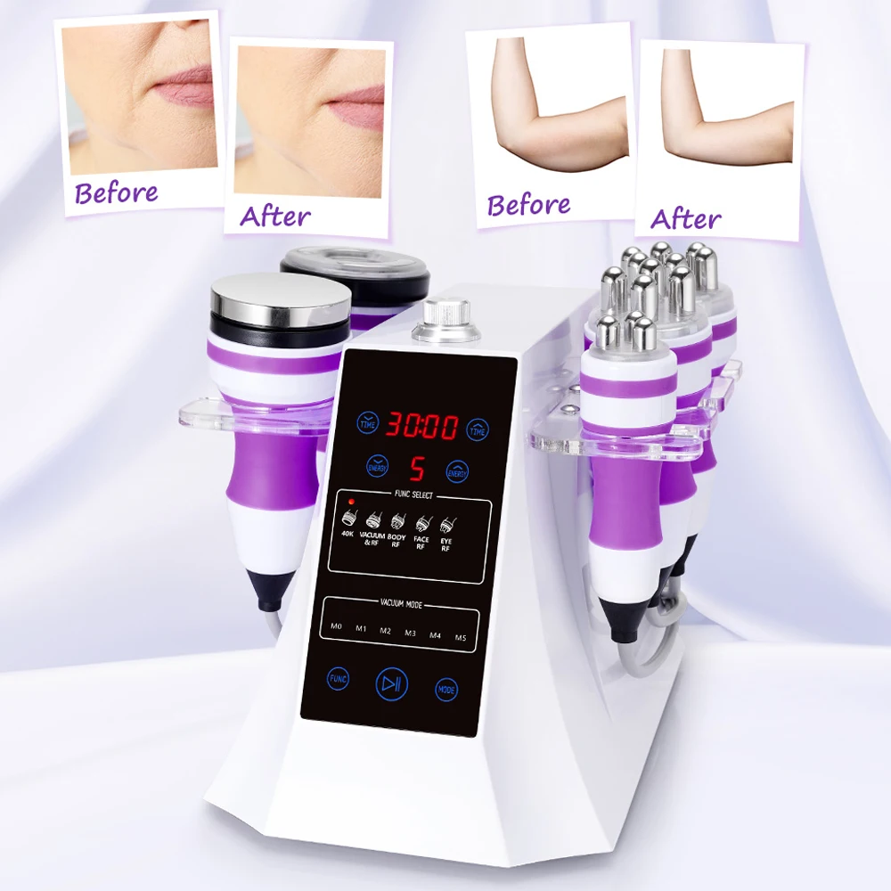 5 in 1 Ultrasonic 40K Cavitation Vacuum Fat Loss Body Shaping Machine Remove Wrinkle Refared Beauty Device Home Use Anti Celluli